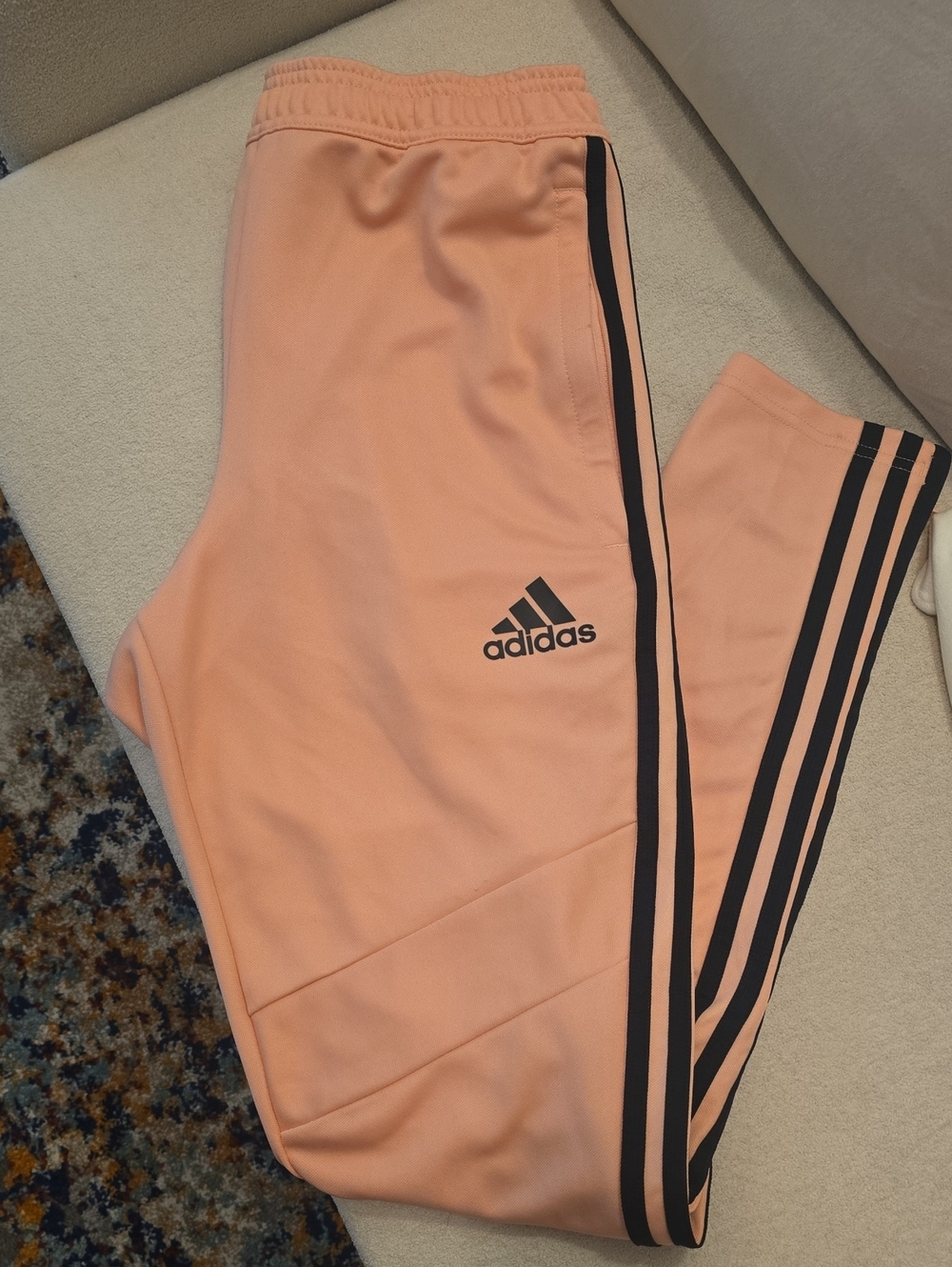 Adidas Womens Pink Track Pants with Black Stripe, Small, EUC